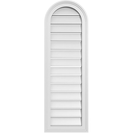 Ekena Millwork Round Top Surface Mount PVC Gable Vent: Functional, w/ 2"W x 1-1/2"P Brickmould Frame, 14"W x 42"H GVPRT14X4202SF